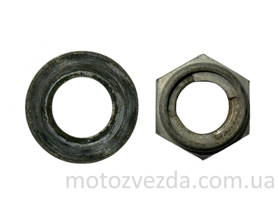 Гайка + шайба заднего колеса (на 24, D 14.5 mm. ) YAMAHA JOG SA-36J / SA-39J / SA-55J Japan Б/У