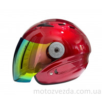 Шлем открытый HF-210 КРАСНЫЙ тонированное стекло MotoTech  ( size: L )