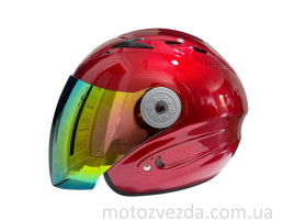 Шлем открытый HF-210 КРАСНЫЙ тонированное стекло MotoTech  ( size: L )