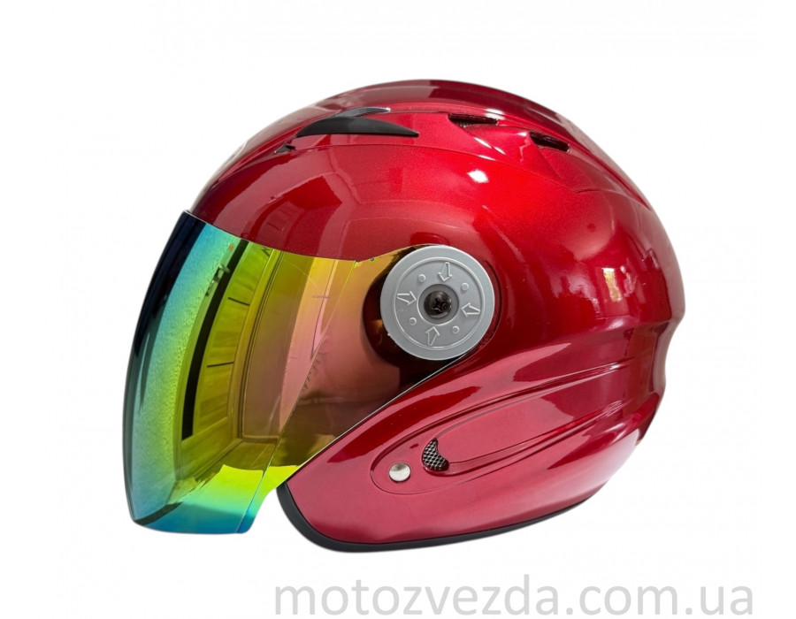 Шлем открытый HF-210 КРАСНЫЙ тонированное стекло MotoTech ( size: L )