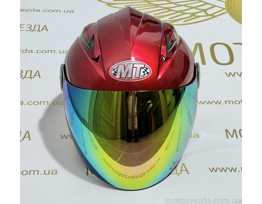 Шлем открытый HF-210 КРАСНЫЙ тонированное стекло MotoTech ( size: L )