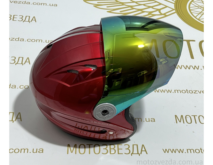 Шлем открытый HF-210 КРАСНЫЙ тонированное стекло MotoTech ( size: L )