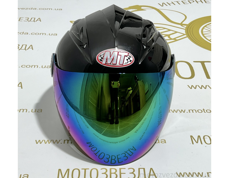 Шлем открытый HF-210 ЧЕРНЫЙ тонированное стекло MotoTech ( size: M)