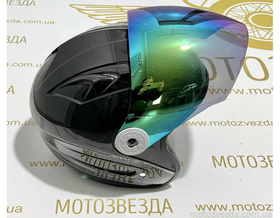 Шлем открытый HF-210 ЧЕРНЫЙ тонированное стекло MotoTech ( size: M)