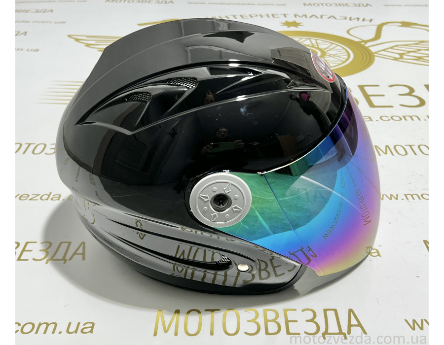 Шлем открытый HF-210 ЧЕРНЫЙ тонированное стекло MotoTech ( size: M)