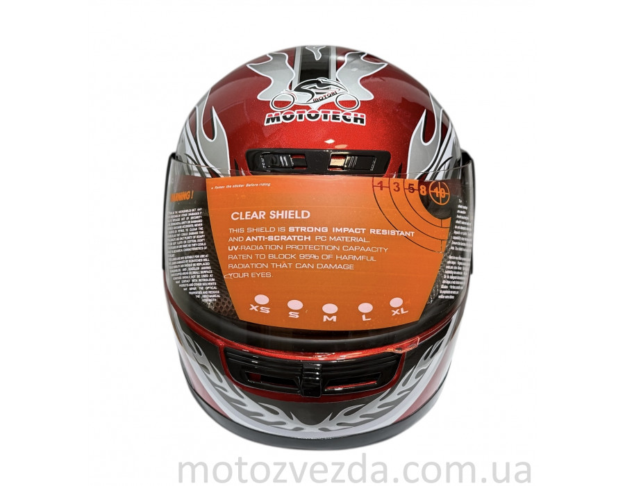 Шлем закрытый WLT-106 КРАСНЫЙ MotoTech ( size: S)