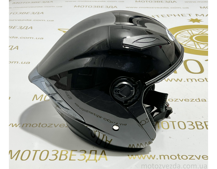 Шлем МТ 606 открытый ЧЕРНЫЙ белое стекло + встроенные очки MotoTech ( size: L )