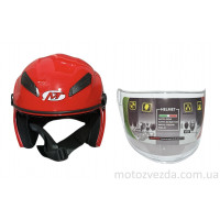 Шолом МТ 606 відкритий ЧЕРВОНИЙ біле скло + вбудовані окуляри MotoTech ( size: M )