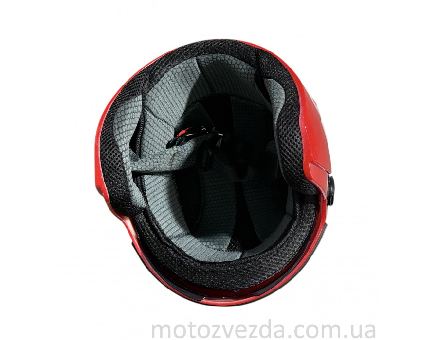 Шлем МТ 606 открытый КРАСНЫЙ белое стекло + встроенные очки MotoTech ( size: M )