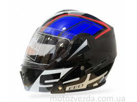 Шлем Модуляр flip-up ( трансформер ) Черный , встроенные очки QKE Helmet (size: L)