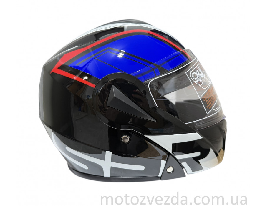 Шлем Модуляр flip-up ( трансформер ) Черный , встроенные очки QKE Helmet (size: M)