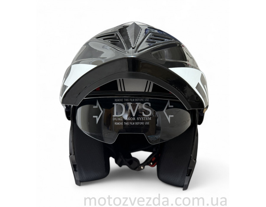 Шлем Модуляр flip-up ( трансформер ) Черный , встроенные очки QKE Helmet (size: M)