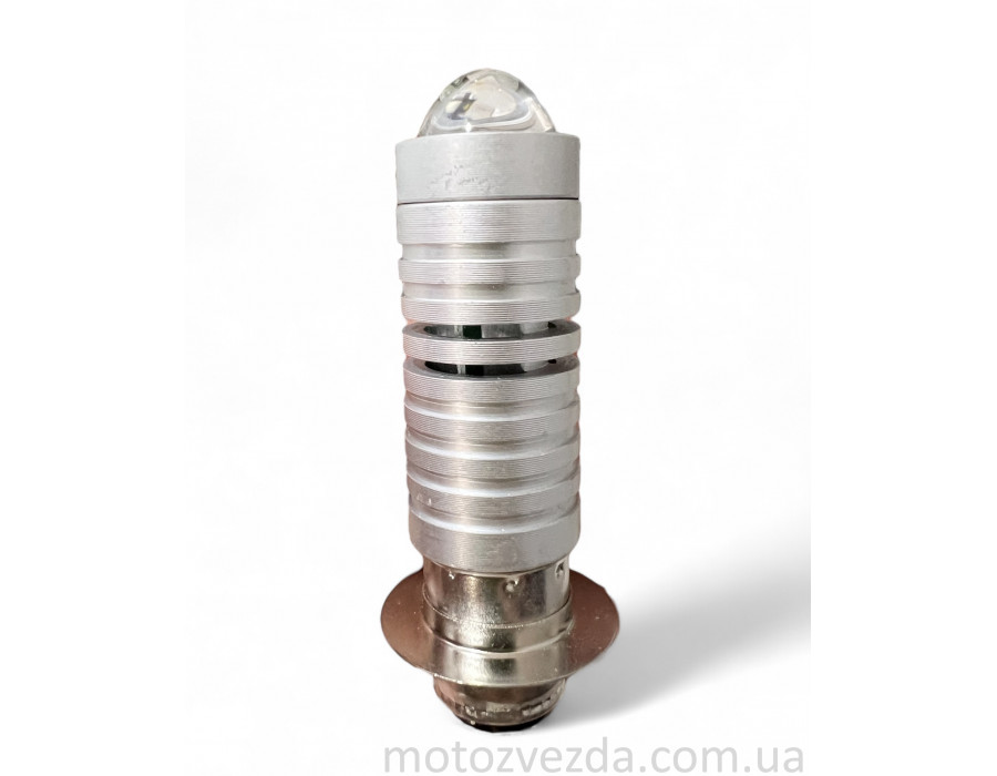 Лампа фары диодная P15D‑25‑1 12V 35/35W 1 ус, линза, серый корпус "LIPAI"