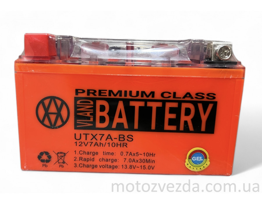 Аккумулятор GEL 12V 7A 150-87-94mm UTX7A-BS (YTX7A-BS) "VLAND" (2024)