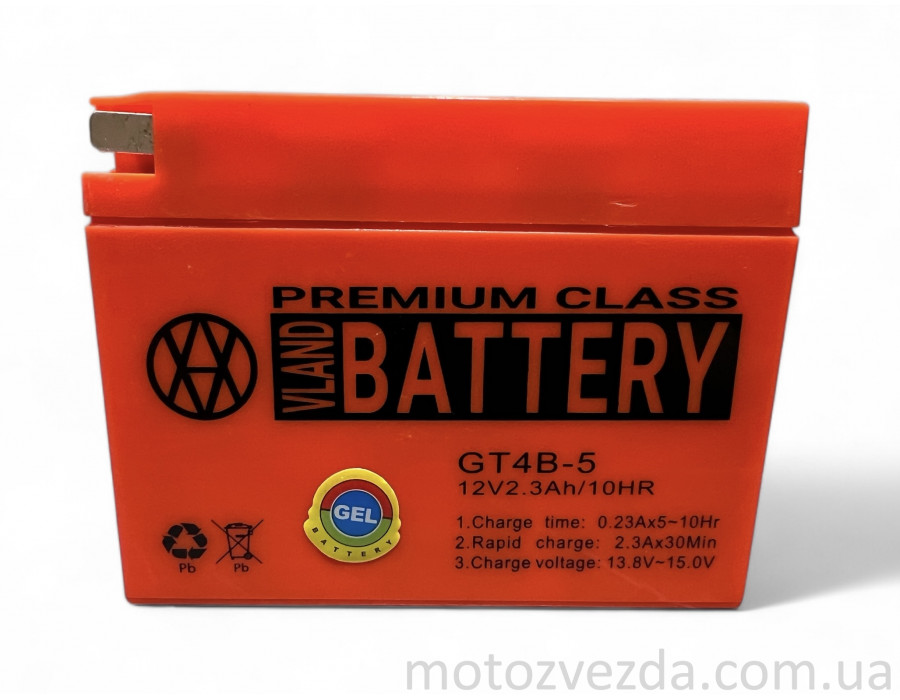 Аккумулятор GEL 12V 2.3A Suzuki/Yamaha 115-40-90mm GT4B-5 "VLAND" (2024)