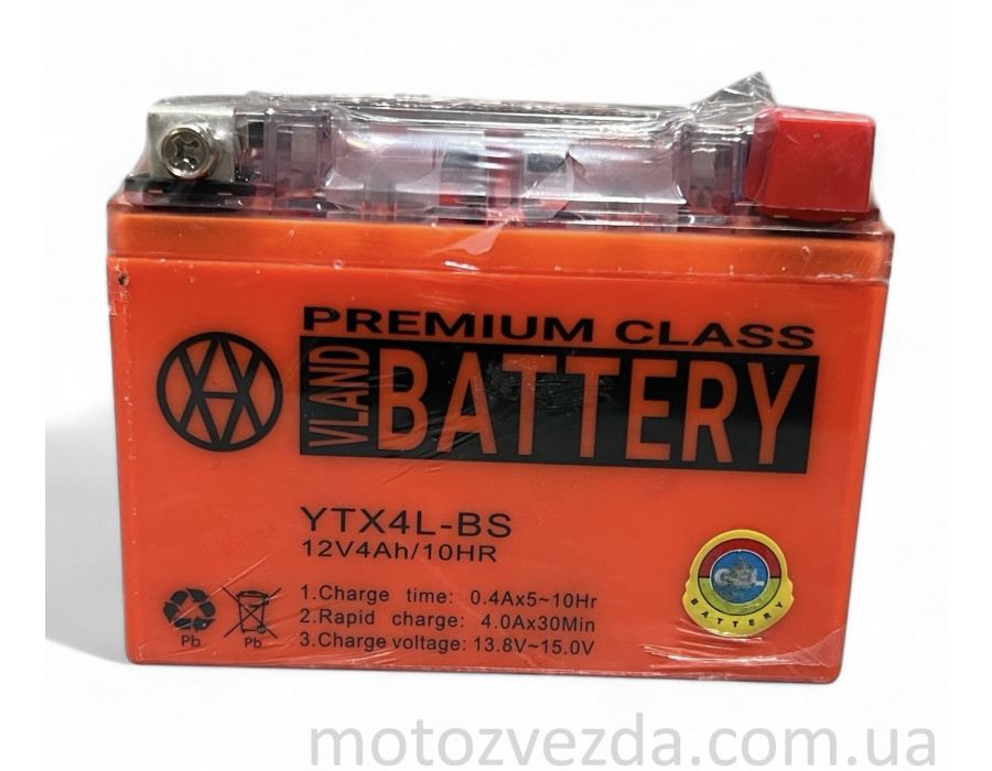 Аккумулятор GEL 12V 4A 113-70-85mm UTX4L-BS (YTX4L-BS) "VLAND" (2024)