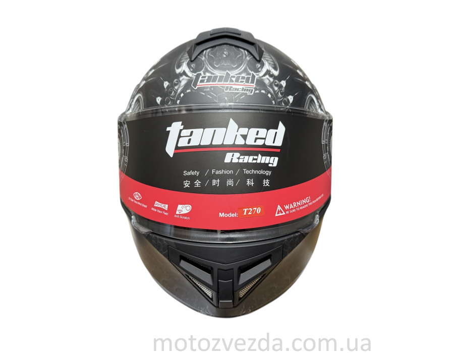 Шолом трансформер "TANKED" (#T270 чорний матовий, M, окуляри)