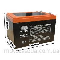 Акумулятор AGM 12V 12A 149‑98‑98mm 6‑DZF‑12 тяговий "OUTDO" (E‑bike, електро вело/скутери 2025)