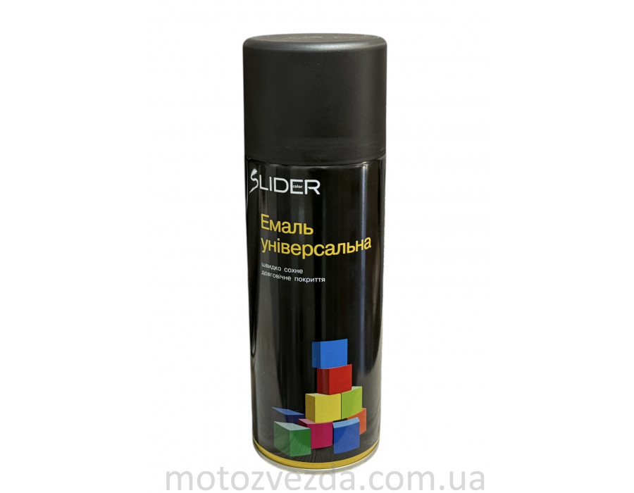 Эмаль SLIDER color универсальная 9005 черный глянец, аэроз. 400 мл Эмаль SLIDER color универсальная 9005 черный глянец, аэроз. 400 мл