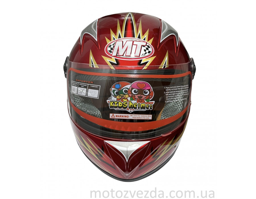 Шлем детский закрытый белое стекло HF-909 Красный MotoTech
