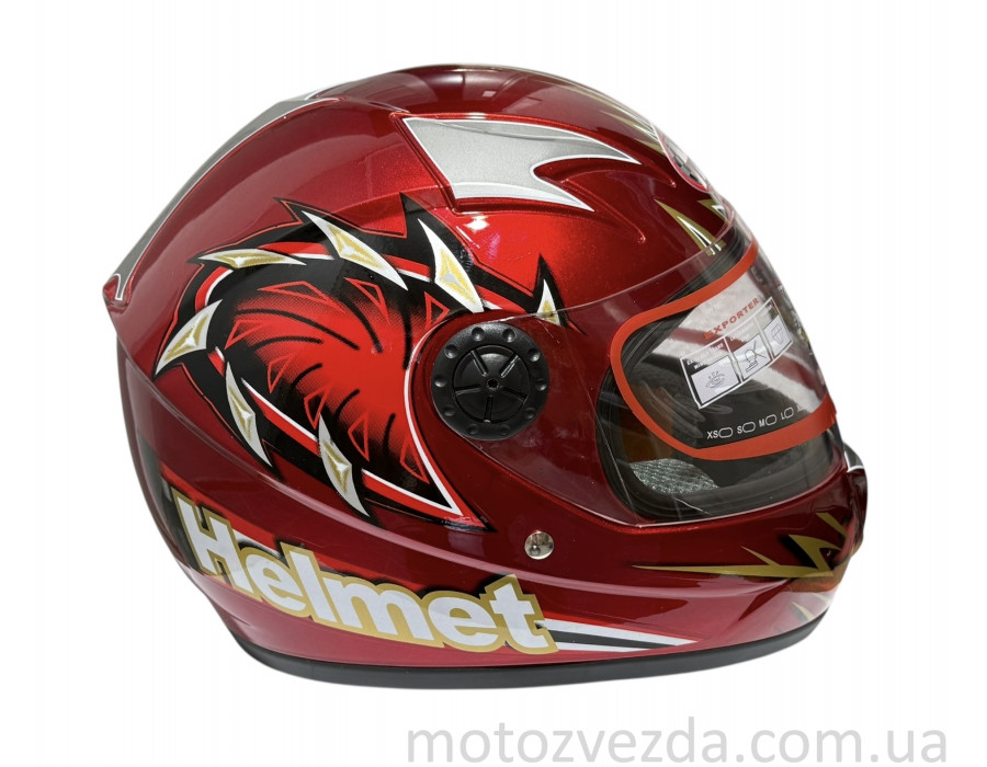 Шлем детский закрытый белое стекло HF-909 Красный MotoTech