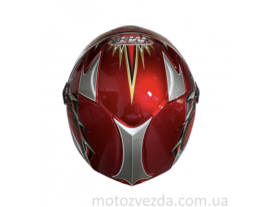 Шлем детский закрытый белое стекло HF-909 Красный MotoTech