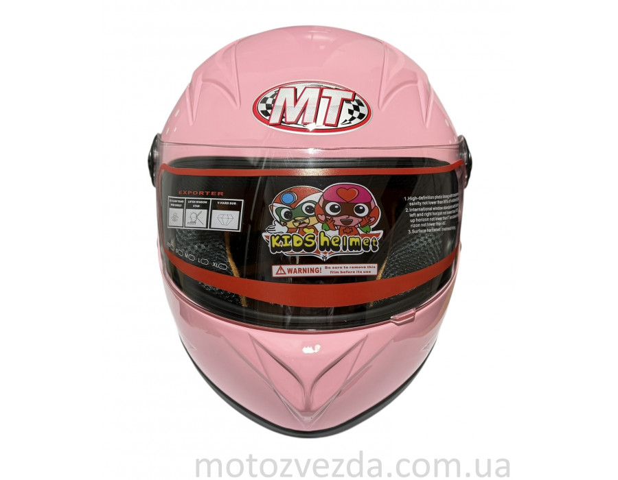 Шлем детский закрытый белое стекло HF-909 PINK/E29 розмір - S MotoTech