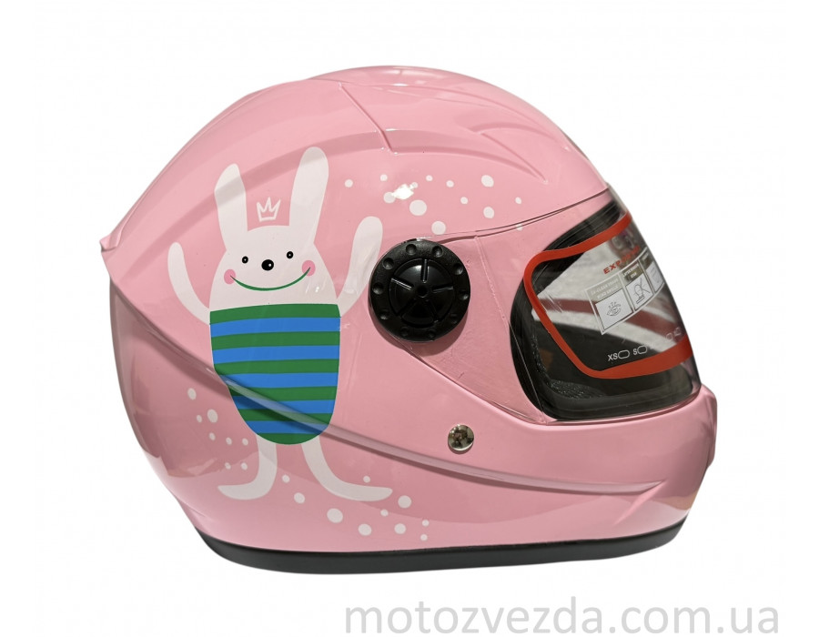 Шлем детский закрытый белое стекло HF-909 PINK/E29 розмір - S MotoTech