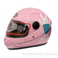 Шлем детский закрытый белое стекло HF-909 PINK/E29  розмір - S MotoTech 