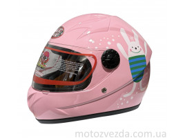 Шлем детский закрытый белое стекло HF-909 PINK/E29  розмір - S MotoTech 