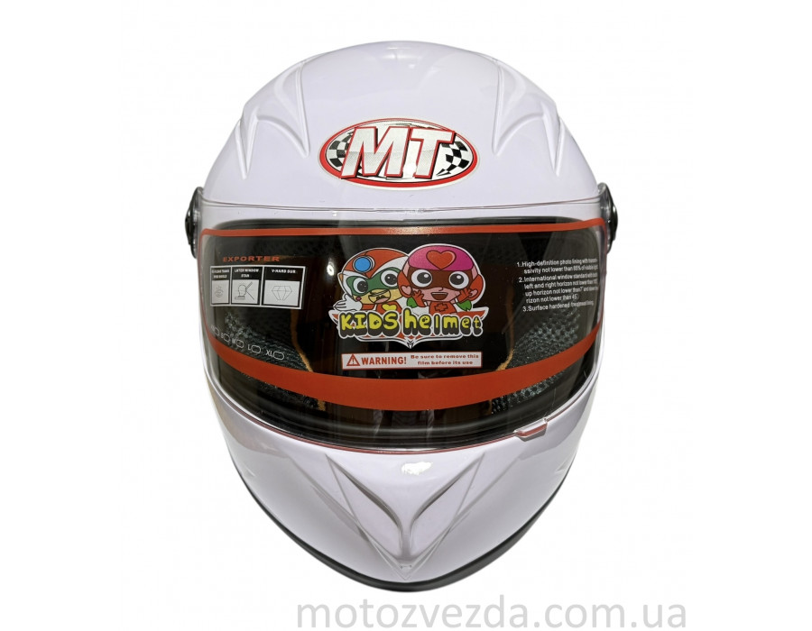 Шлем детский закрытый белое стекло HF-909 WHITE/E27 Розмір - S MotoTech