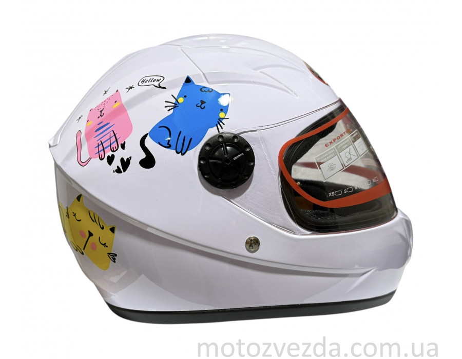 Шлем детский закрытый белое стекло HF-909 WHITE/E27 Розмір - S MotoTech