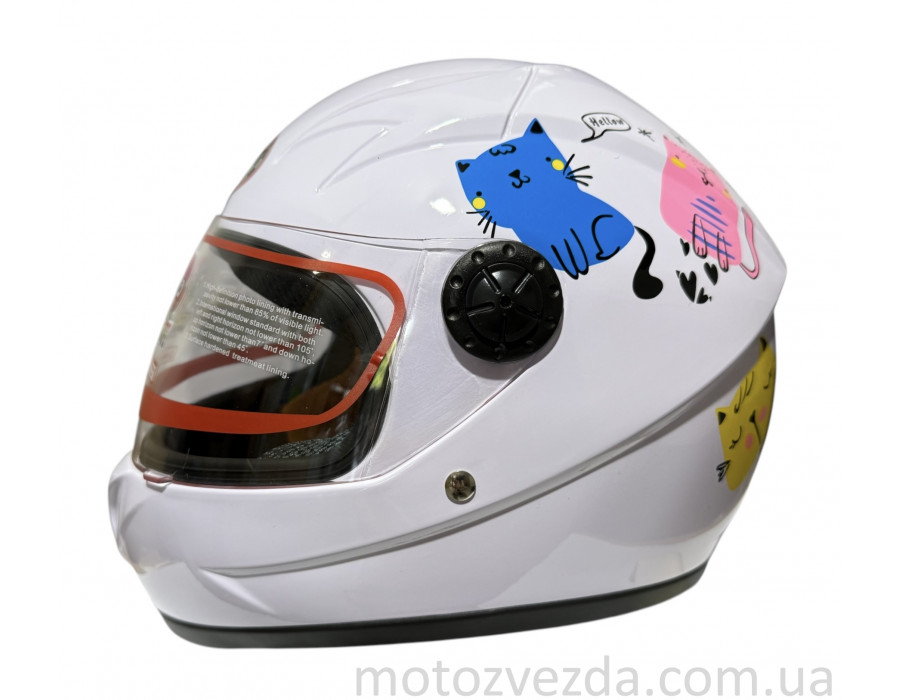 Шлем детский закрытый белое стекло HF-909 WHITE/E27 Розмір - S MotoTech