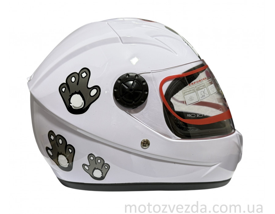 Шлем детский закрытый белое стекло HF-909 WHITE/E32 Размер - S MotoTech