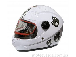 Шлем детский закрытый белое стекло  HF-909 WHITE/E32 Размер - S MotoTech