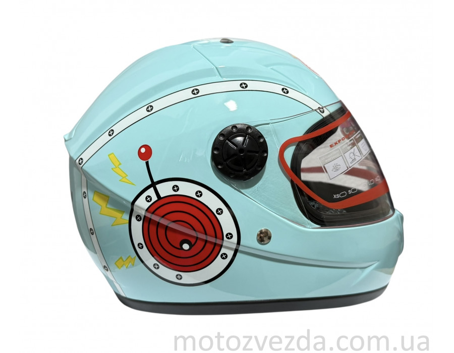 Шлем детский закрытый белое стекло HF-909 SKY BLUE/E28 Розмір - S MotoTech