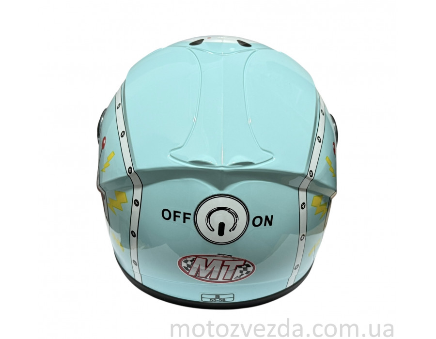 Шлем детский закрытый белое стекло HF-909 SKY BLUE/E28 Розмір - S MotoTech