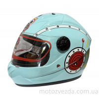 Шлем детский закрытый белое стекло HF-909 SKY BLUE/E28 Розмір - S  MotoTech