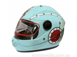 Шлем детский закрытый белое стекло HF-909 SKY BLUE/E28 Розмір - S  MotoTech