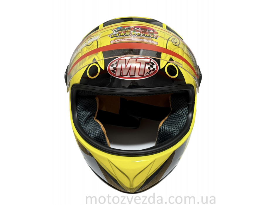 Шлем детский закрытый белое стекло HF-909 YELLOW/E30 Размер - S MotoTech