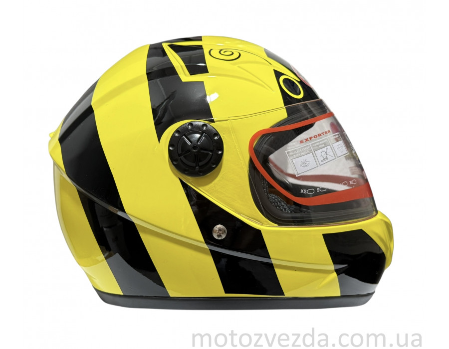 Шлем детский закрытый белое стекло HF-909 YELLOW/E30 Размер - S MotoTech