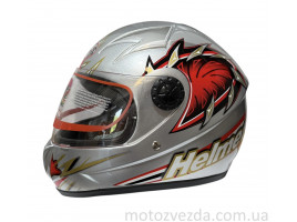 Шлем детский закрытый белое стекло HF-909 СЕРЫЙ Размер - S MotoTech