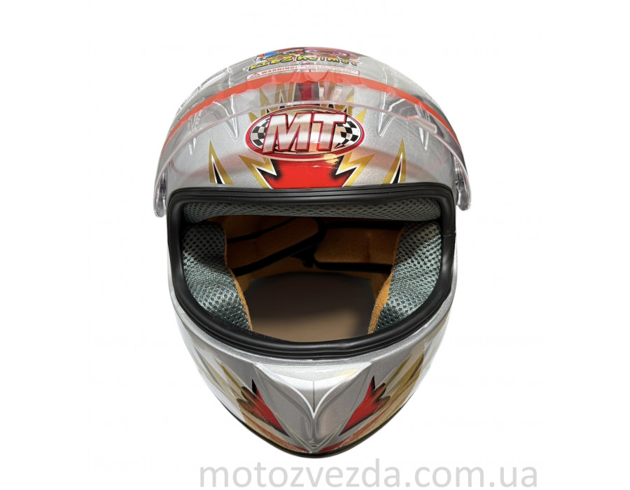 Шлем детский закрытый белое стекло HF-909 СЕРЫЙ Размер - S MotoTech