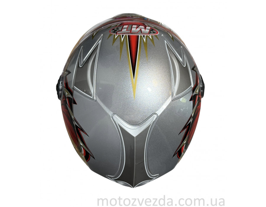 Шлем детский закрытый белое стекло HF-909 СЕРЫЙ Размер - S MotoTech