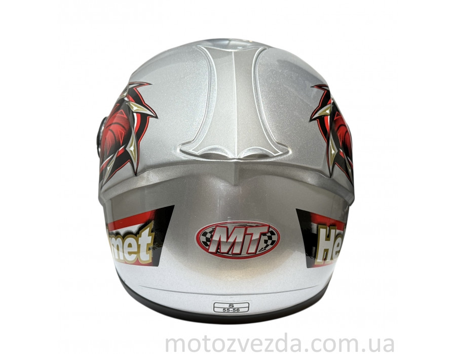 Шлем детский закрытый белое стекло HF-909 СЕРЫЙ Размер - S MotoTech