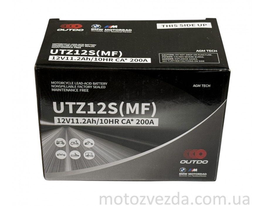 Акумулятор UTXZ12S (MF) 12V11.2AH/10HR CA*200A 150‑85‑112mm. "OUTDO"
