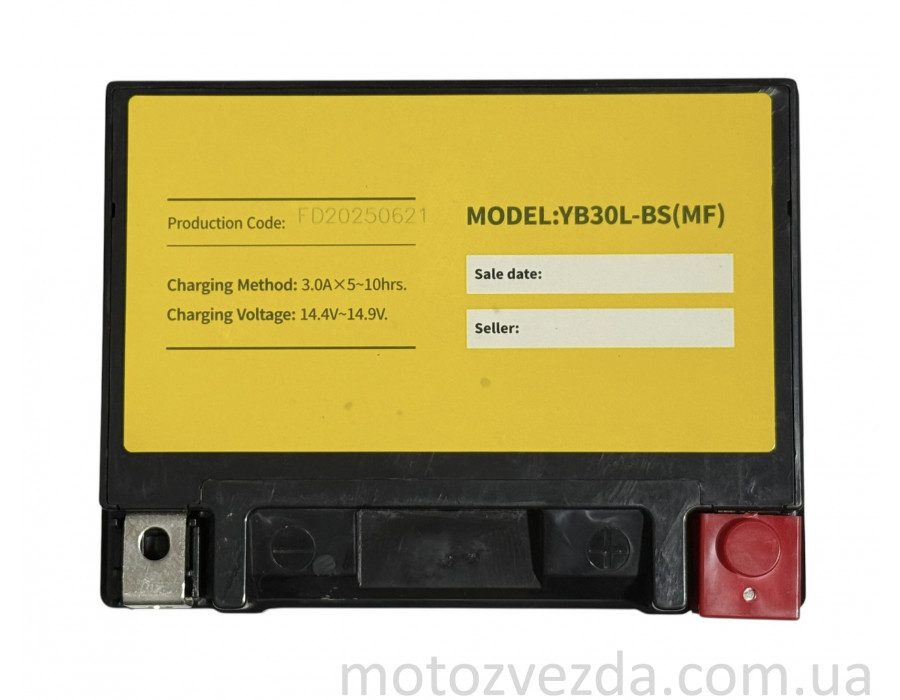 Акумулятор YB30L (MF) 12V30AH/10HR CA*290A 165‑125‑175mm. "OUTDO"