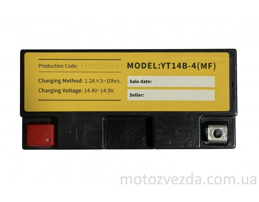 Акумулятор YT14B-4 (MF) 12V12AH/10HR CA*185A 150‑70‑145mm. "OUTDO"