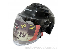 Шолом відкритий T96 (ЧОРНИЙ ГЛЯНЕЦЬ) (біле) скло)