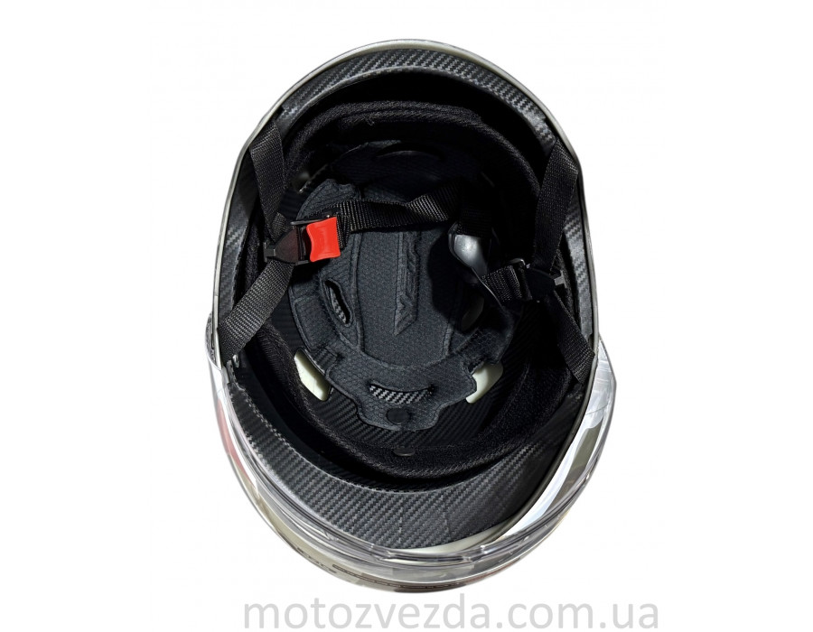 Шолом відкритий T96 (ЧОРНИЙ ГЛЯНЕЦЬ) (біле) скло)